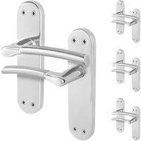 AFIT Chrome Satin Nickel Feature Door Handles Boston Backplate 4 Pairs in Metallics | Size: 150mm x 150mm