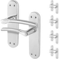 AFIT Chrome Satin Nickel Feature Door Handles Boston Backplate 5 Pairs in Metallics | Size: 150mm x 150mm