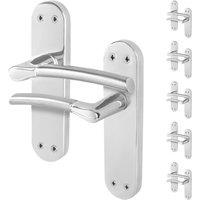 AFIT Chrome Satin Nickel Feature Door Handles Boston Backplate 6 Pairs in Metallics | Size: 150mm x 150mm