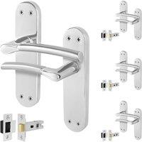 AFIT Chrome Satin Nickel Feature Handle Latch Set Boston 4 Pairs in Metallics | Size: 150mm x 150mm