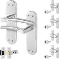 AFIT Chrome Satin Nickel Feature Handle Latch Set Boston 5 Pairs in Metallics | Size: 150mm x 150mm