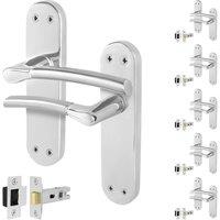 AFIT Chrome Satin Nickel Feature Handle Latch Set Boston 6 Pairs in Metallics | Size: 150mm x 150mm