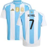 Argentina Junior 2024 - 2025 Home Shirt - De Paul 7 in White | Size: 15-16 Years