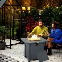 OUTSUNNY 40, 000 BTU Gas Firepit Table with Protective Cover in Grey