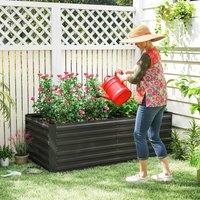 OUTSUNNY Galvanised Steel Outdoor Raised Bed w/ Reinforced Rods, Black