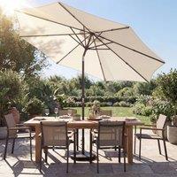 OUTSUNNY 2.7 m Garden Parasol Umbrella with Cross Base, Sandbag in Cream | Size: 3m