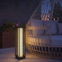 OUTSUNNY Garden Rattan Lamp, 68 cm Solar Rattan Floor Lamp with Auto On/Off in Black