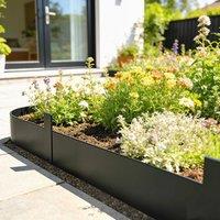 OUTSUNNY 5pcs Garden Fence, No Dig Metal Outdoor Picket Fence Panels, Black