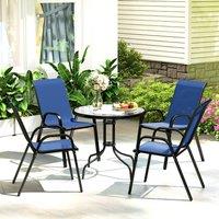 OUTSUNNY 5 PCs Garden Furniture Set, Round Table & Stackable Chairs, Blue in Dark Blue | Size: 80 cm x 80 cm