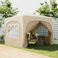 OUTSUNNY 3 x 3(m) UPF50+ Pop Up Gazebo with Sides & Carry Bag, Sand in Light Sand
