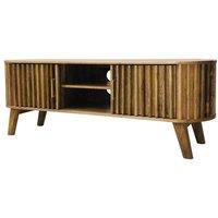 Jaipur Furniture Ltd Slated TV Unit - Mango Wood - L40 x W135 x H50 cm - Light Finish - Assembly Required in Brown