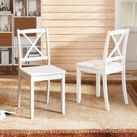 Costway 2PCS Dining Chair Kitchen Side Chairs Farmhouse Armless Dinette Chairs in White