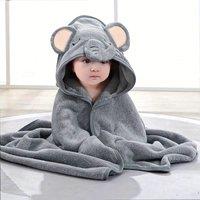 Dyzi Baby Hooded Towel Soft Absorbent Animal Cartoon Bath Towel for Kids in Black