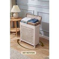 Living and Home 2-Door 70L Folding Storage Box Toy&Clothes Storage Hamper with Flip-top Lid & Wheels in Cream
