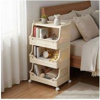 Living and Home Laundry Sorter Basket 4-tier Rolling Storage Cart with Handles and Castors in Cream