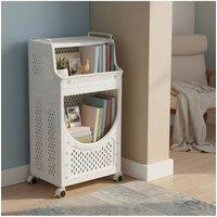 Living and Home Laundry Sorter Basket 3-tier Rolling Storage Cart with Handles and Castors in White