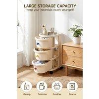 Living and Home 3-Tier Rolling Storage Cart with Drawers and Lockable Casters in Cream | Size: Large