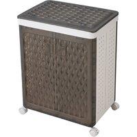 Living and Home Foldable 2-Section Laundry Basket with Casters in Black