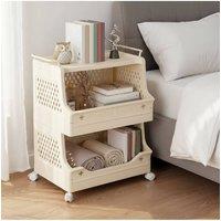 Living and Home Laundry Sorter Basket 3-tier Rolling Storage Cart with Handles and Castors in Cream