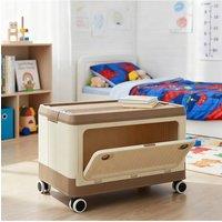 Living and Home Plastic Storage Box with Wheels & Lid Outdoor Storage Cart in Cream