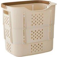 Living and Home Collapsible PP Laundry Basket with Handle in Beige