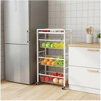 Living and Home 4-Tier Storage Trolley with Pull-Out Baskets in White