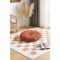 Living and Home Bohemian Style Round Tatami Floor Seat Cushion in Orange