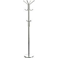 Orsina Chrome Floor Standing Coat Stand, Modern Design with 12 Hooks & Wide Round Base in Silver