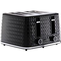 Daewoo 1600W 'Argyle' Toaster 4 Slice Double High Lift Reheat Defrost Large Slot in Black