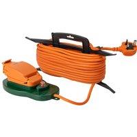 Daewoo Weatherproof 15M Garden Cable Reel Outdoor Extension Lead Power Socket in Orange