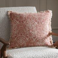 Paoletti Durelle 100% Cotton Paisley Fringed Cushion in Pale Pink | Size: 50 cm x 50 cm