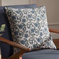 Paoletti Delphine Floral 100% Cotton Cushion in Mid Blue | Size: 50 cm x 50 cm