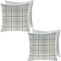 OHS 2 Pack Woven Check Filled Cushions Printed Soft in Grey | Size: 45 cm x 45 cm