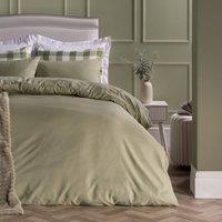 OHS Plain Dyed Duvet Cover with Pillowcase Bedding Set in Light Green | Size: Double