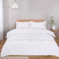Rapport Home Embroidered Bows Poly-cotton Duvet Cover Set with Pillowcase | Size: Double