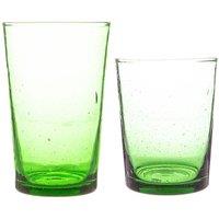 Nicola Spring 12pc Meknes Glassware Set - Repurposed Hand-Blown Moroccan Glasses in Green