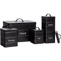 Harbour Housewares 5pc Kitchen Canisters Set - Vintage Metal Kitchen Storage Food Canister in Black