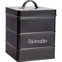 Harbour Housewares Kitchen Biscuit Tin - Vintage Metal Kitchen Storage Container Tin in Black
