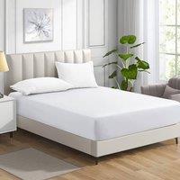 Homes-Linen Non Iron Polycotton Fitted Sheet 25cm Deep Easy Care Percale in White | Size: King