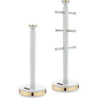 Tower Cavaletto Mug Tree & Towel Pole Set, White & Champagne Gold T826135WHT