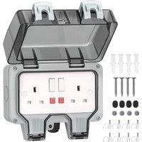 Desiretech Outdoor Double Switched Socket - IP66 Waterproof & Dustproof Socket in Grey