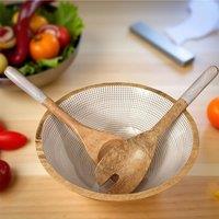 Hartsmede Geometric Handmade Medium Serving Bowl With Spoons Geo Grey | Size: 3L