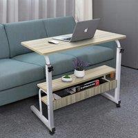 Hygrad Built to Survive Adjustable Portable Rolling Bedside Work Breakfast Laptop Tray Table Desk Station Portable Overbed/Chair Table Adjustable