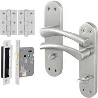 AFIT Satin Nickel Twist Bathroom Handle WC Lock Hinges Novi in Metallics | Size: 150mm x 150mm