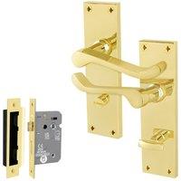 AFIT Polished Brass Scroll Bathroom Handle WC Lock Set 64mm in Gold | Size: 150mm x 150mm