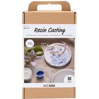 Creativ Company Craft Kit Resin Casting, Round Tray with Marbling, blue, white | Size: 1 Pack