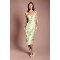 Coast Women's Tulip Strap Jacquard Pencil Dress in Neutral | Size: 16