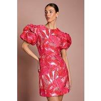 Coast Women's Jacquard Button Detail Mini Dress in Red | Size: 16