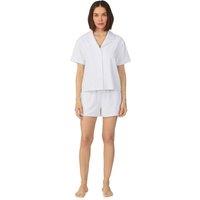 DKNY Women's Short sleeve notch top & boxer sleep set in white logo | Size: Small