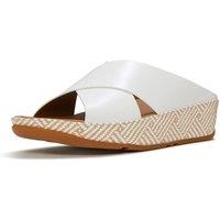 FitFlop Women's Lulu Lux Graphic-Weave Slides in White | Size: 8